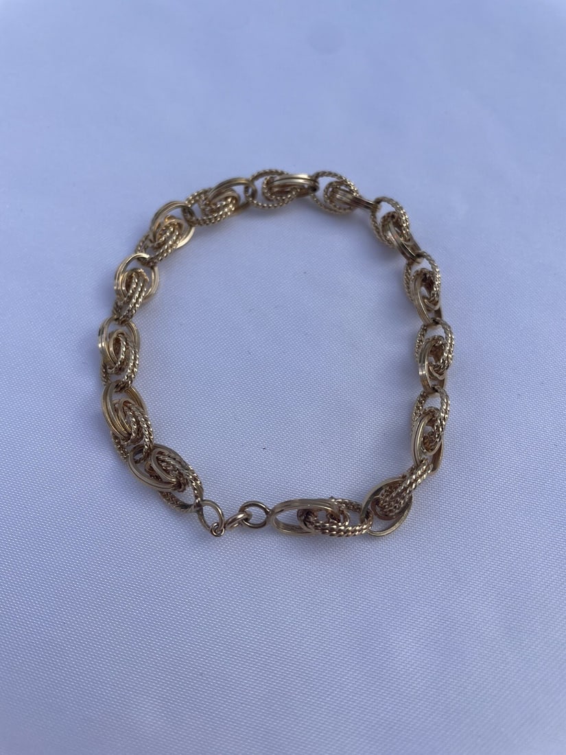 Elegant 14K Yellow Gold Chain Bracelet 7 Inch