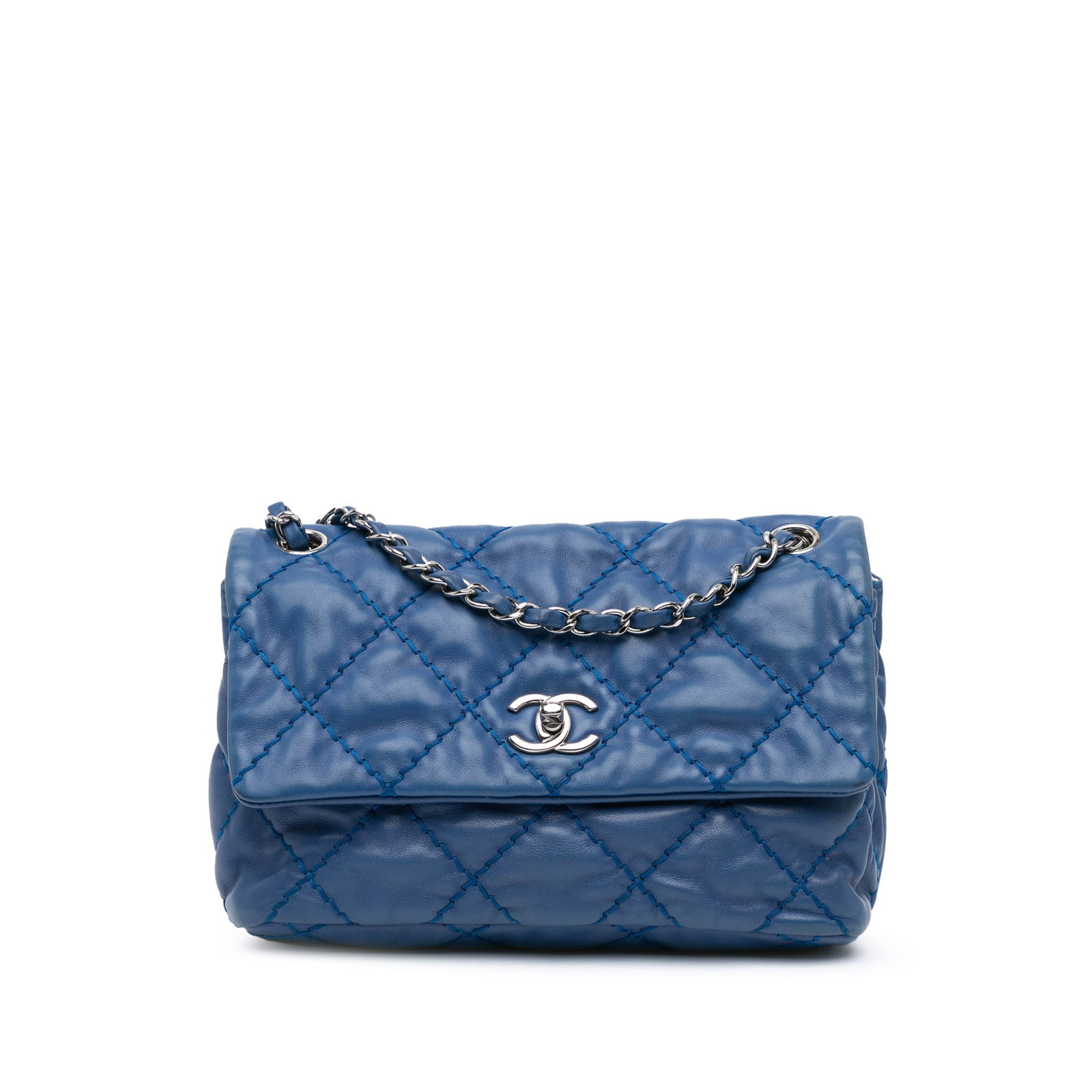 Chanel Love Me Tender Small Quilted Blue Leather Flap Bag