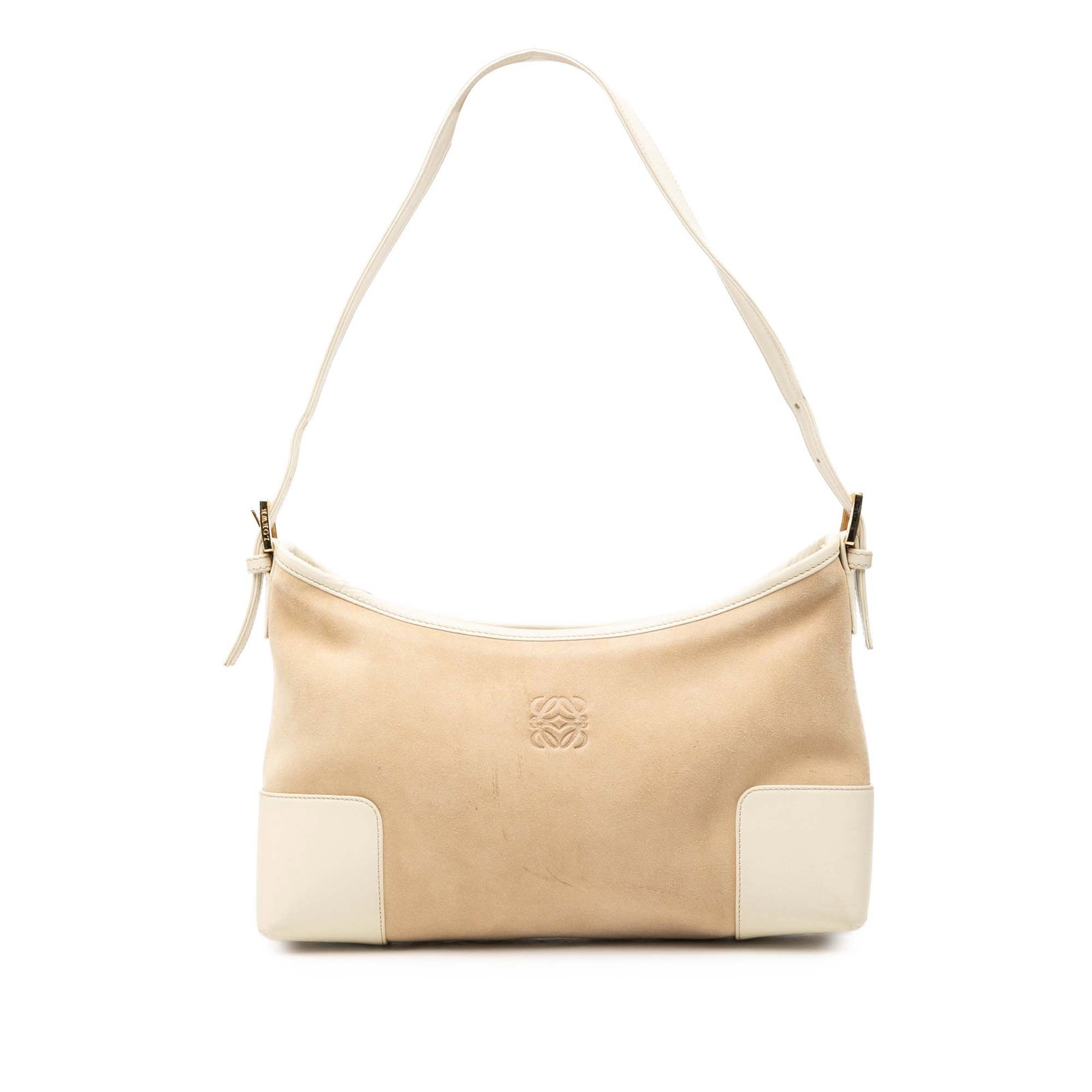 LOEWE Anagram Brown Suede Leather Shoulder Bag