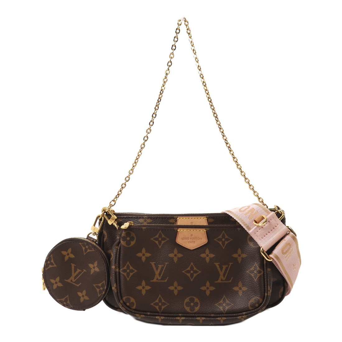 Louis Vuitton Multi Pochette Accessoires M44840 Monogram 2 Way Shoulder Bag: Louis Vuitton Multi Pochette Accessoires M44840 Monogram 2 Way Shoulder Bag This Louis Vuitton Multi Pochette Accessoires 2 Way Bag is a brown monogram style crafted from PVC coated canvas. It feature