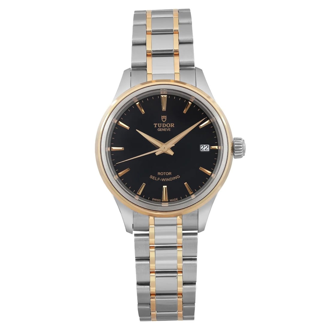 TUDOR Style 34mm Automatic Black Dial Ladies Watch 12303-0003 with Box and Papers: TUDOR Style 34mm Automatic Black Dial Ladies Watch 12303-0003 with Box and Papers This elegant Tudor Style wristwatch combines functionality with timeless design, perfect for casual wear. The watch fe