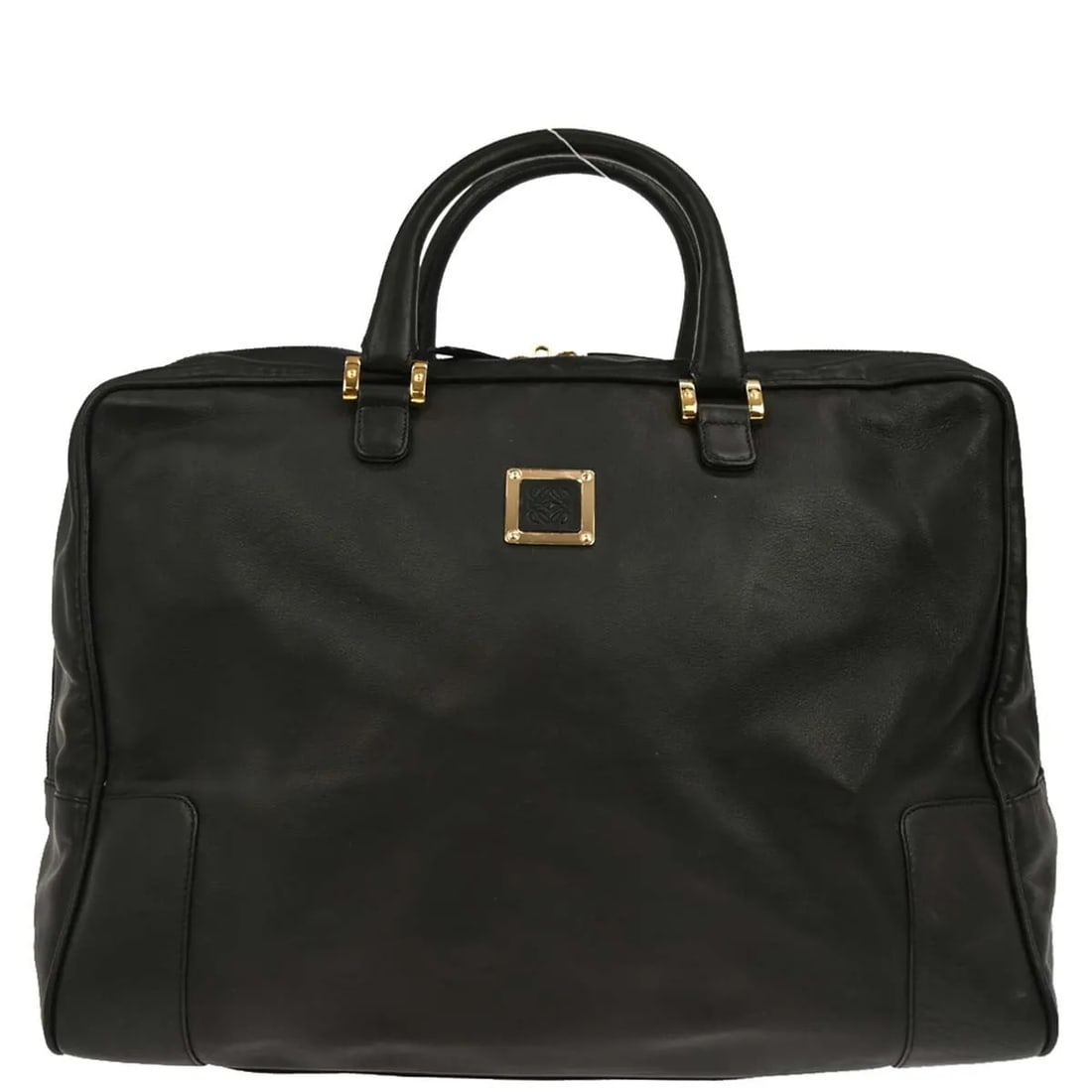 Black Leather Loewe Amazona Unisex Handbag 40cm by 28cm by 18cm: Black Leather Loewe Amazona Unisex Handbag 40cm by 28cm by 18cm This Loewe Amazona bag features a sleek black leather construction suitable for unisex use. It offers a spacious interior and durable de