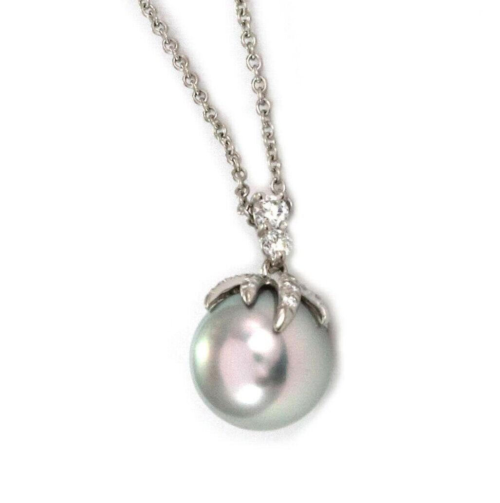 Tiffany & Co. Fireworks platinum pendant necklace with gray pearl and diamonds 18": Tiffany & Co. Fireworks platinum pendant necklace with gray pearl and diamonds 18" A pre-owned Tiffany & Co. Fireworks pendant necklace crafted in platinum Pt950, featuring a Fireworks diamond motif w