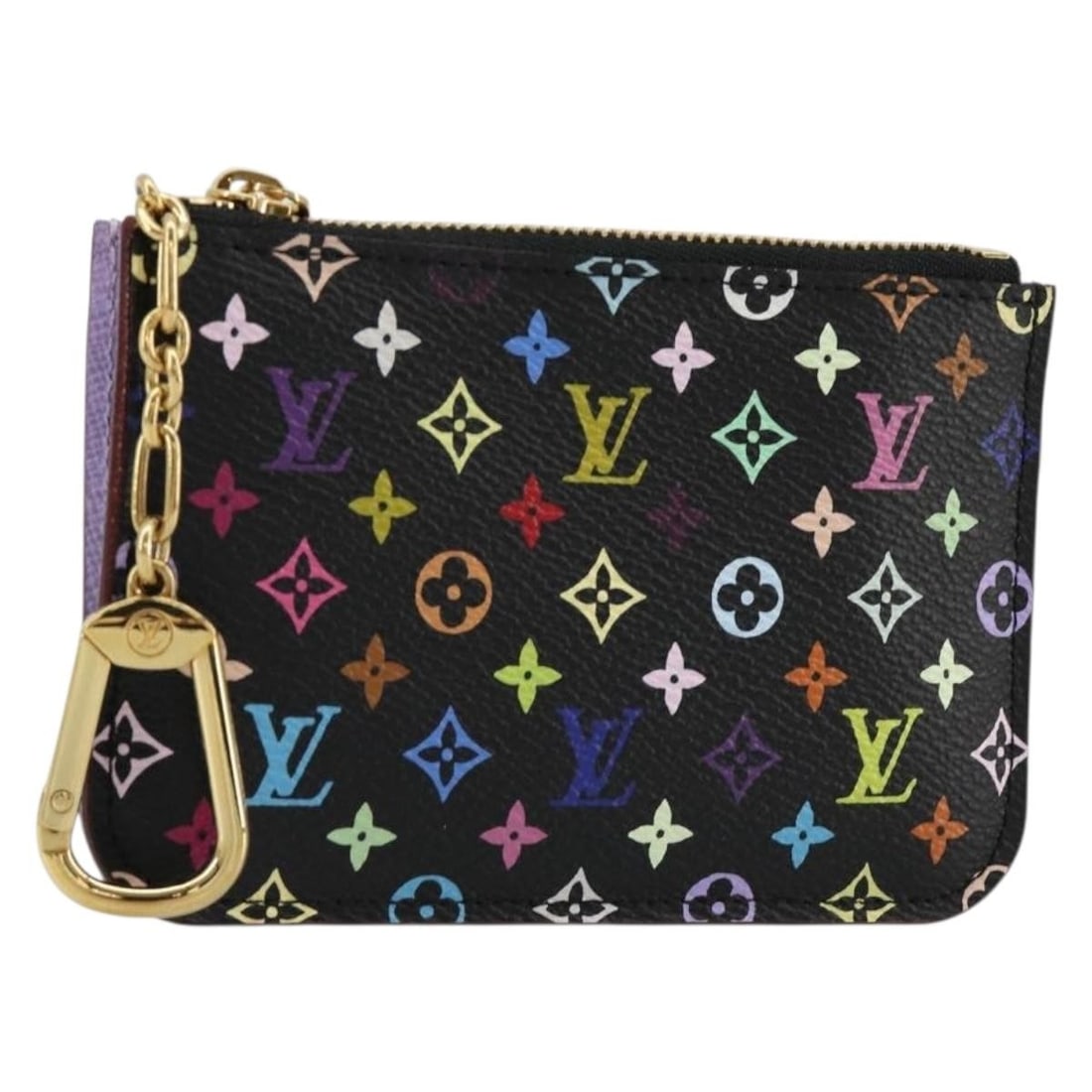 Louis Vuitton M60279 Multicolor Canvas Coin Purse Black Pochette Cles NM: Louis Vuitton M60279 Multicolor Canvas Coin Purse Black Pochette Cles NM A Louis Vuitton coin purse in black Monogram Multicolor Canvas, identified as the Pochette Cles NM. It comes with a dust bag an