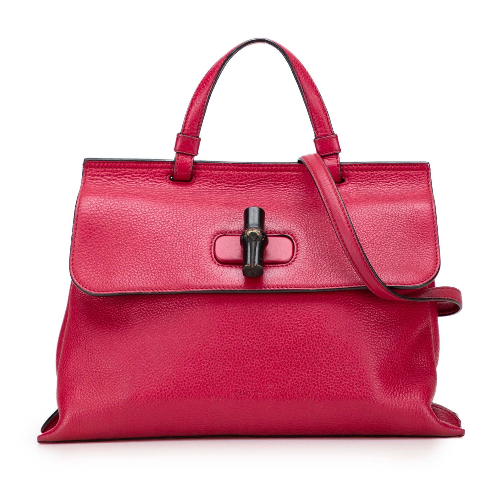 Gucci Pink Leather Bamboo Daily Satchel Medium: Gucci Pink Leather Bamboo Daily Satchel Medium This Gucci Medium Leather Bamboo Daily Satchel is a stylish and functional accessory crafted from high-quality leather. It features a flat top handle and