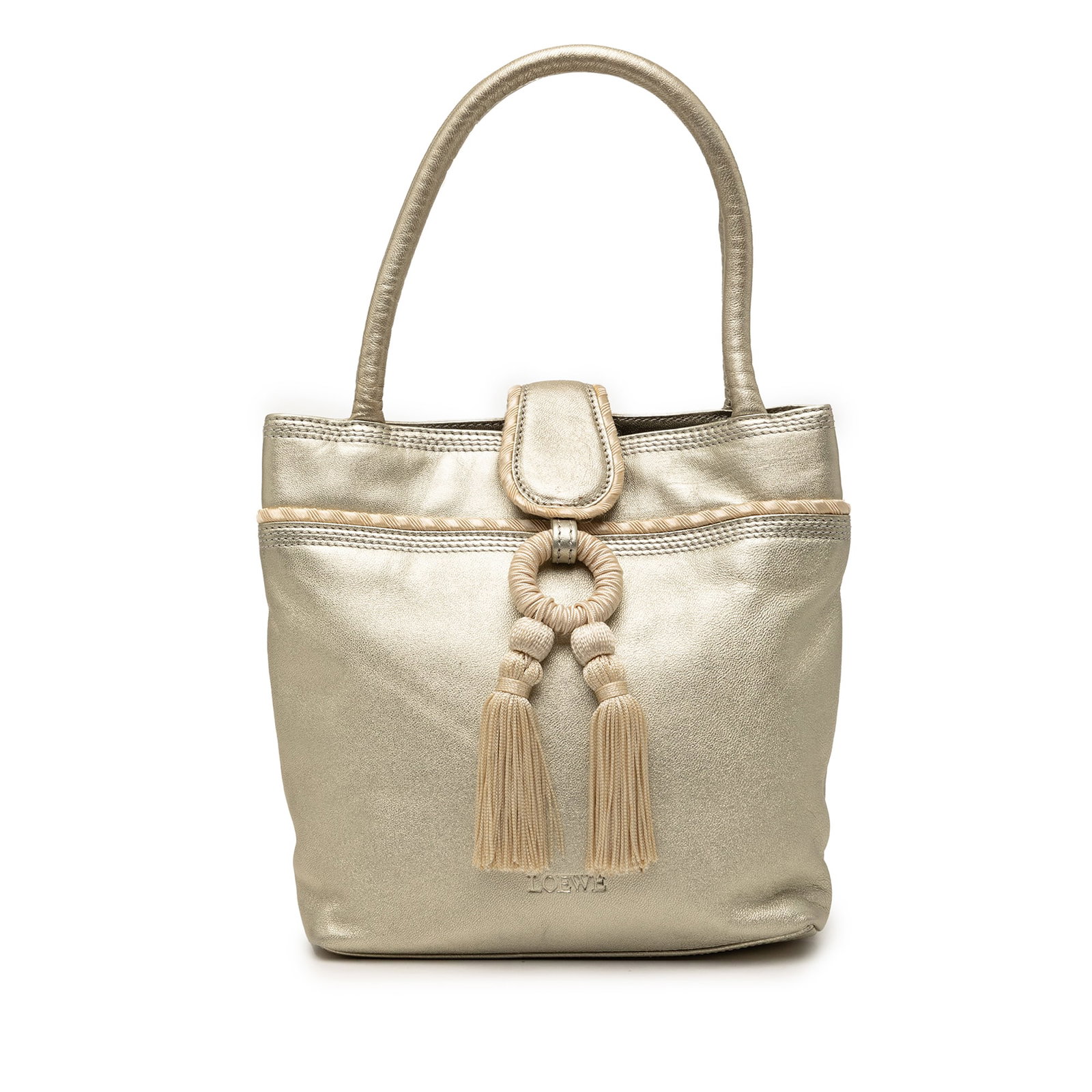 Gold Leather Fringe Tote with Tassel Detail by LOEWE (1 of 7)