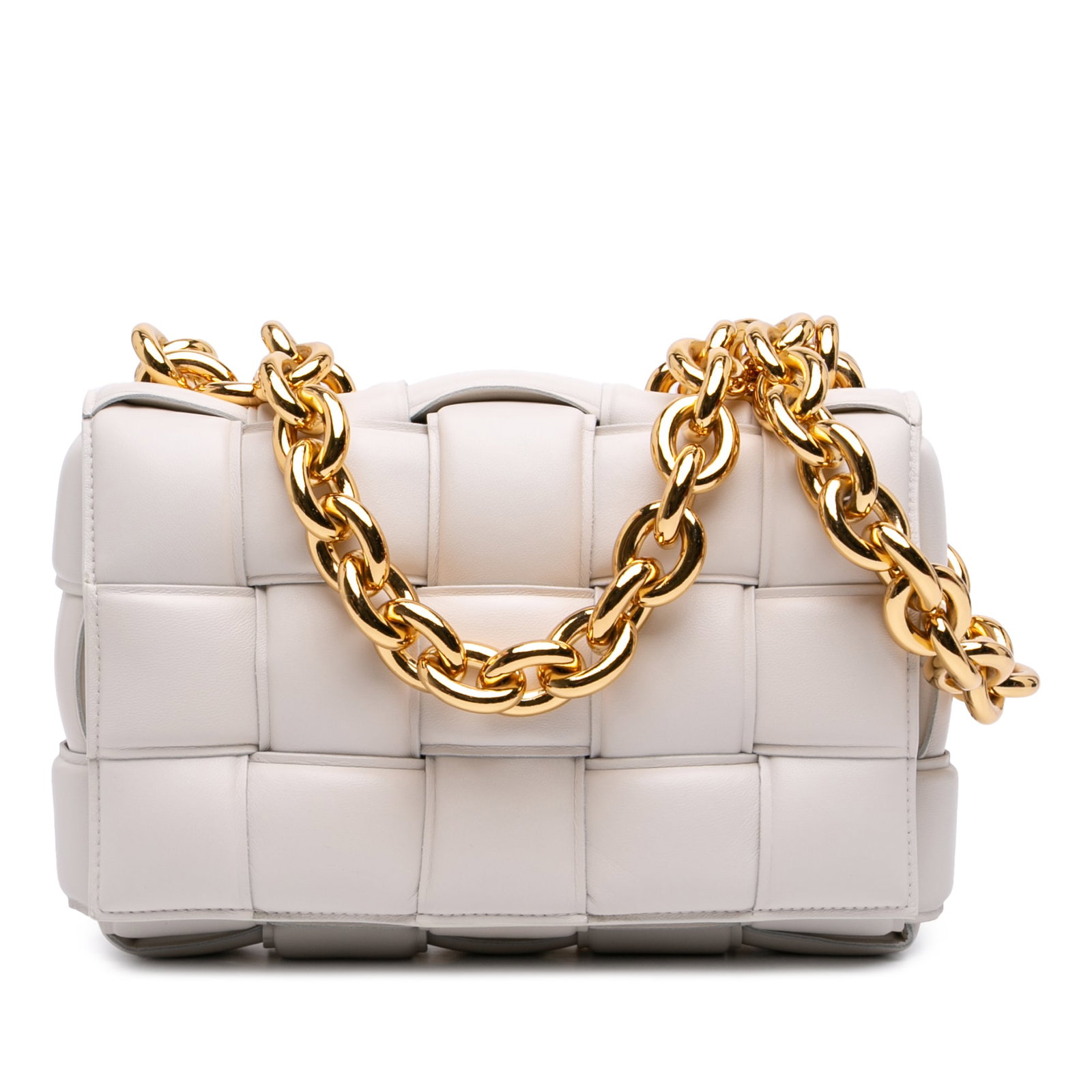 Bottega Veneta Chain Cassette Satchel in White Nappa Leather (1 of 7)