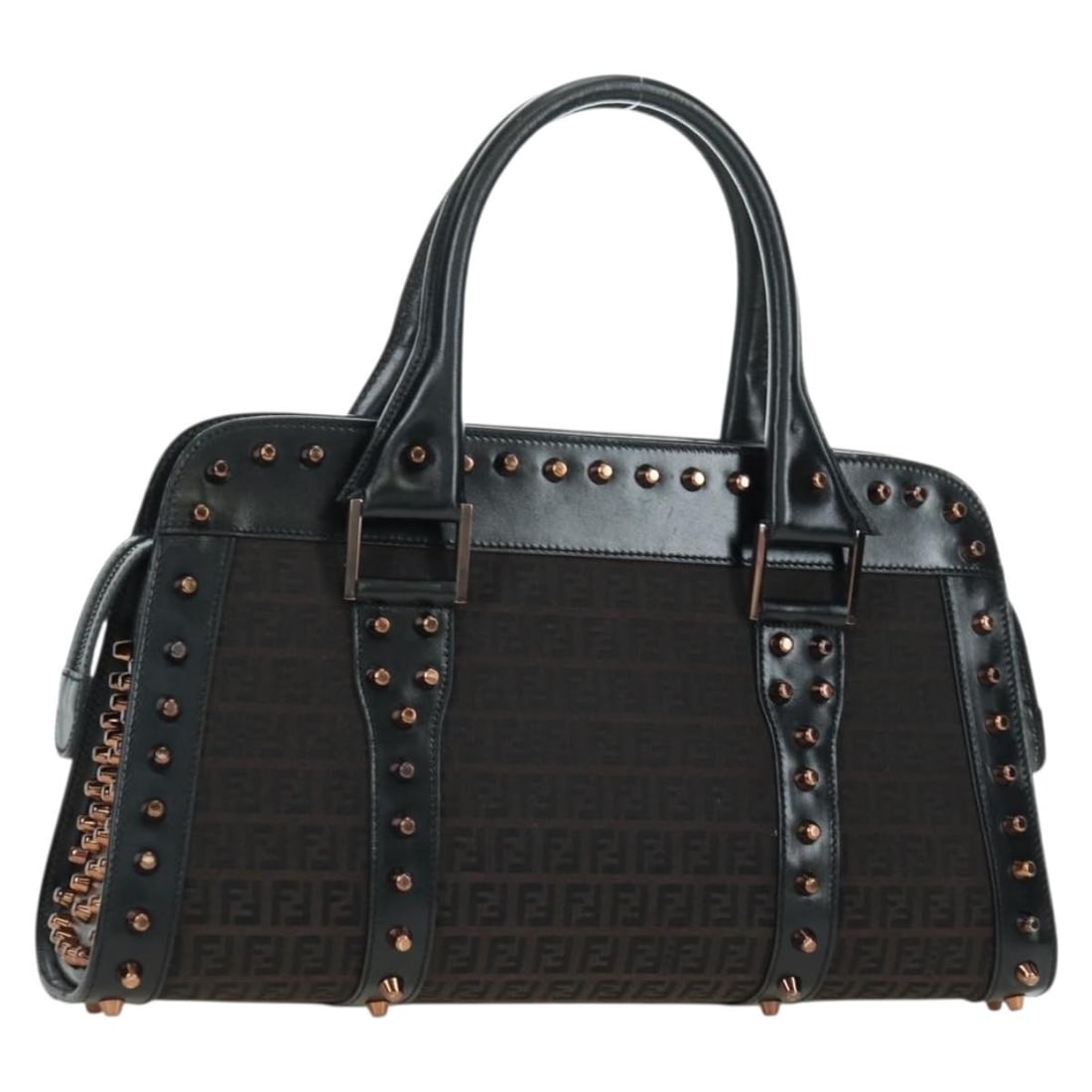 FENDI Zucchino Canvas Handbag Brown Silver with Dust Bag (1 of 18)