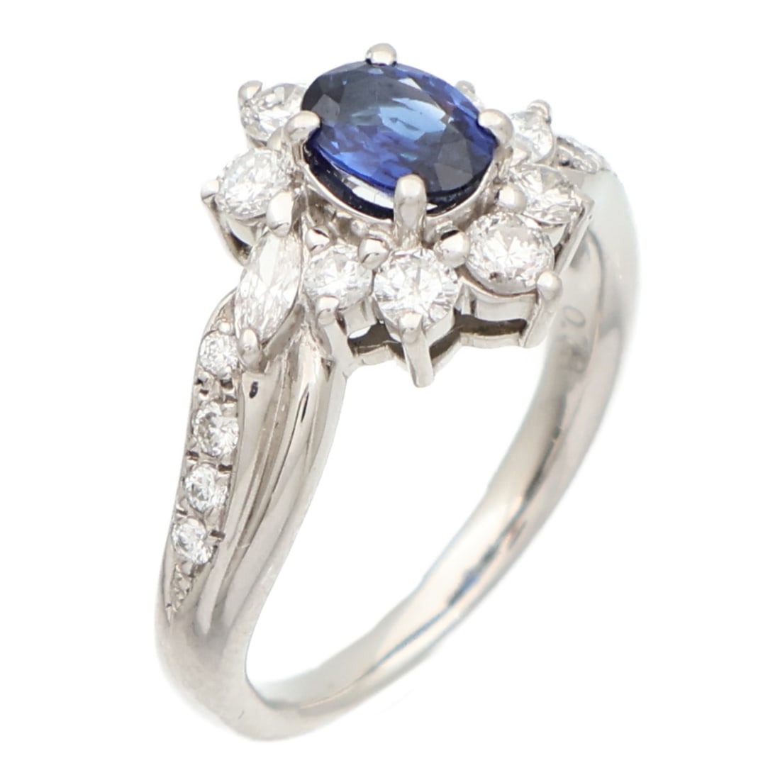 Pt900 Platinum Sapphire Diamond Ring US 6.25 0.67ct 0.73ct (1 of 7)