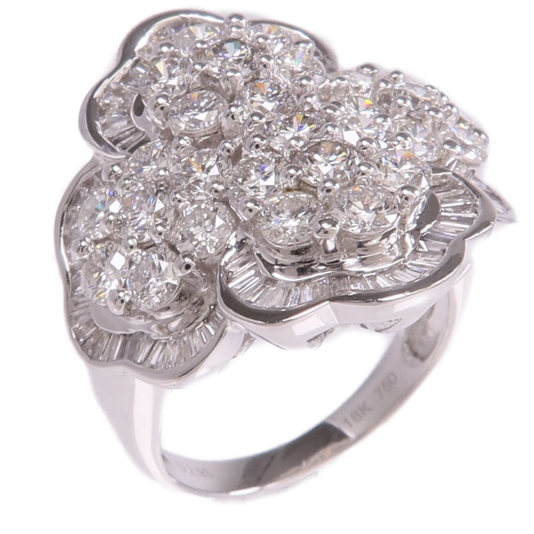 18K White Gold Diamond Ring Brand Jewelry Size 5.5 (1 of 8)