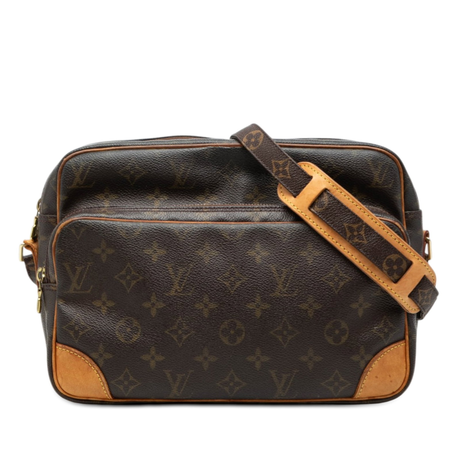 Louis Vuitton Nil Shoulder Bag Monogram Canvas With Leather Trim: Louis Vuitton Nil Shoulder Bag Monogram Canvas With Leather Trim The Louis Vuitton Monogram Nil Crossbody features a monogram canvas body with vachetta leather trim, an adjustable flat shoulder strap,