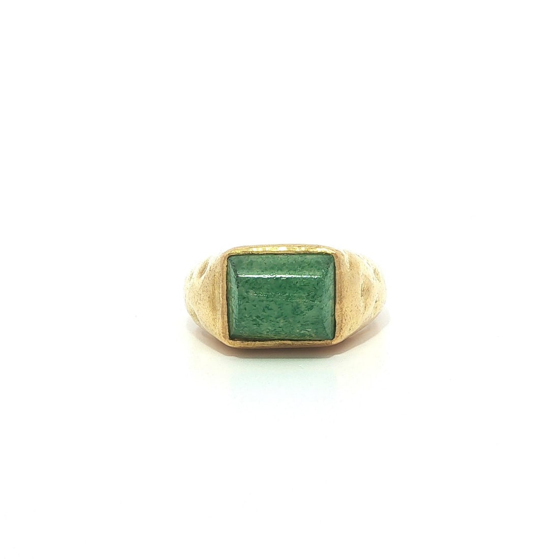 Aventurine Solitaire Ring in 22k Yellow Gold Hammered Bezel by Zolotas (1 of 10)