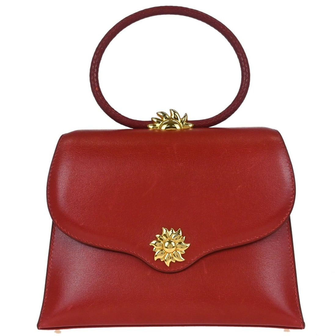 Hermes Irio Mini Top Handle Bag Box Calf Red Leather: Hermes Irio Mini Top Handle Bag Box Calf Red Leather Hermes Irio top handle bag in Rouge H box calf with leather lining and logo accent. It is a mini size women's casual bag made in France. The bag is