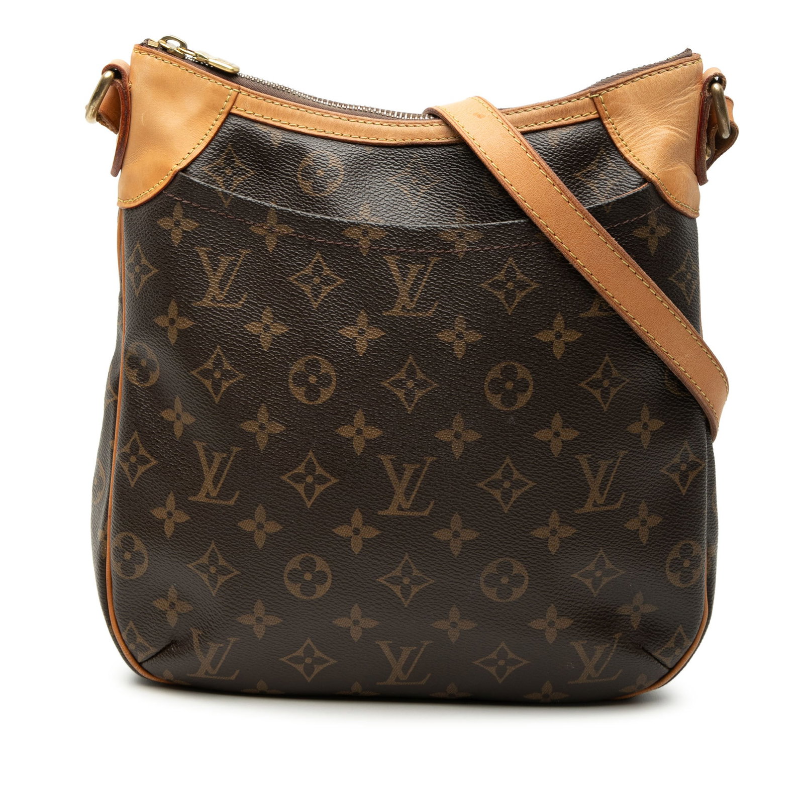 Louis Vuitton Odeon PM Monogram Canvas Crossbody Bag: Louis Vuitton Odeon PM Monogram Canvas Crossbody Bag Louis Vuitton Monogram Odeon PM bag in brown monogram canvas with vachetta leather trim and an adjustable flat vachetta leather strap. It features 