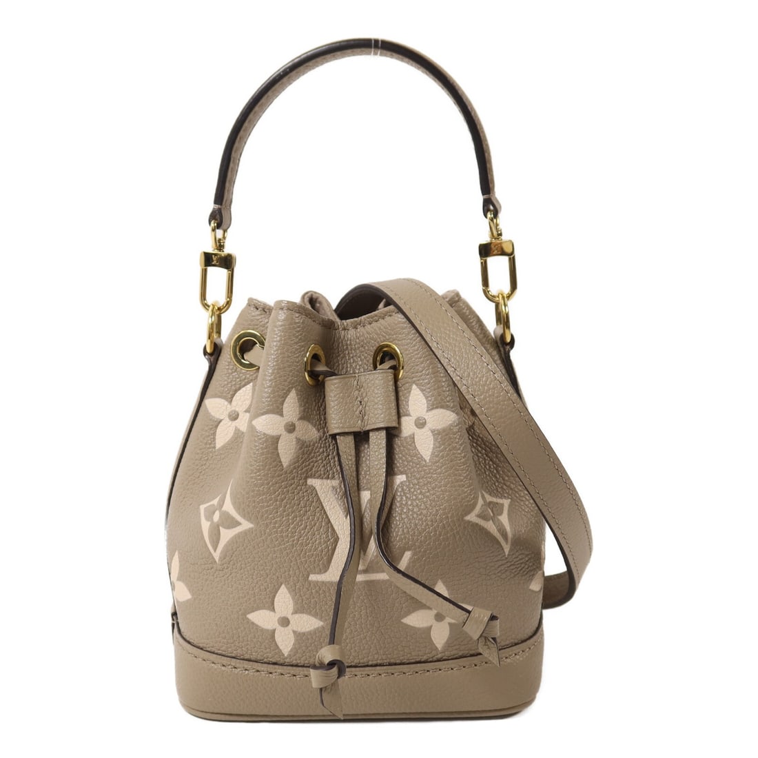 Louis Vuitton Nano Noe M46291 Monogram Empreinte Calfskin Shoulder Bag: Louis Vuitton Nano Noe M46291 Monogram Empreinte Calfskin Shoulder Bag A Louis Vuitton Nano Noe 2 Way Shoulder Bag, model M46291, in Monogram Empreinte and calfskin (cowhide). It comes in a gray, beig