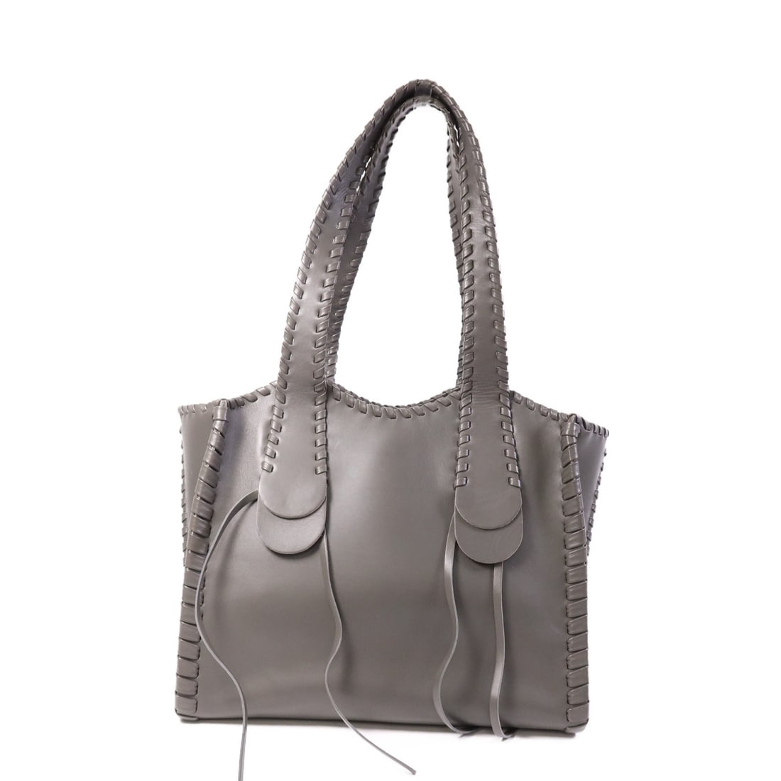 Chloe Mony Gray Calfskin Leather Tote Bag GHW: Chloe Mony Gray Calfskin Leather Tote Bag GHW Chloe Mony tote bag in gray calfskin leather, designed for women in a regular size. It features a tote bag style with a gray frame color and a handle leng