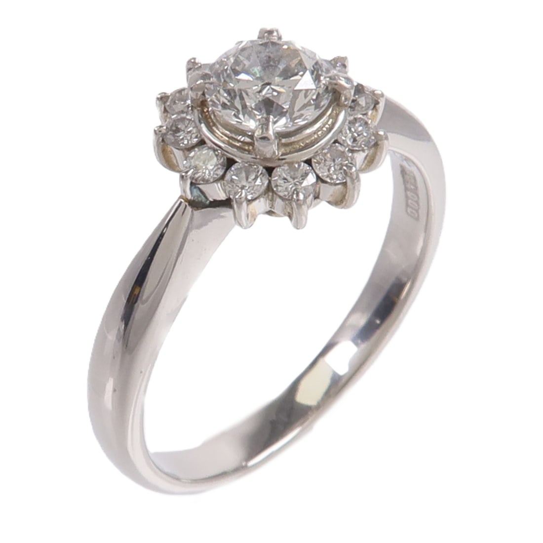 Pt900 Platinum Diamond Ring Size 6.25 0.465ct 0.24ct (1 of 8)