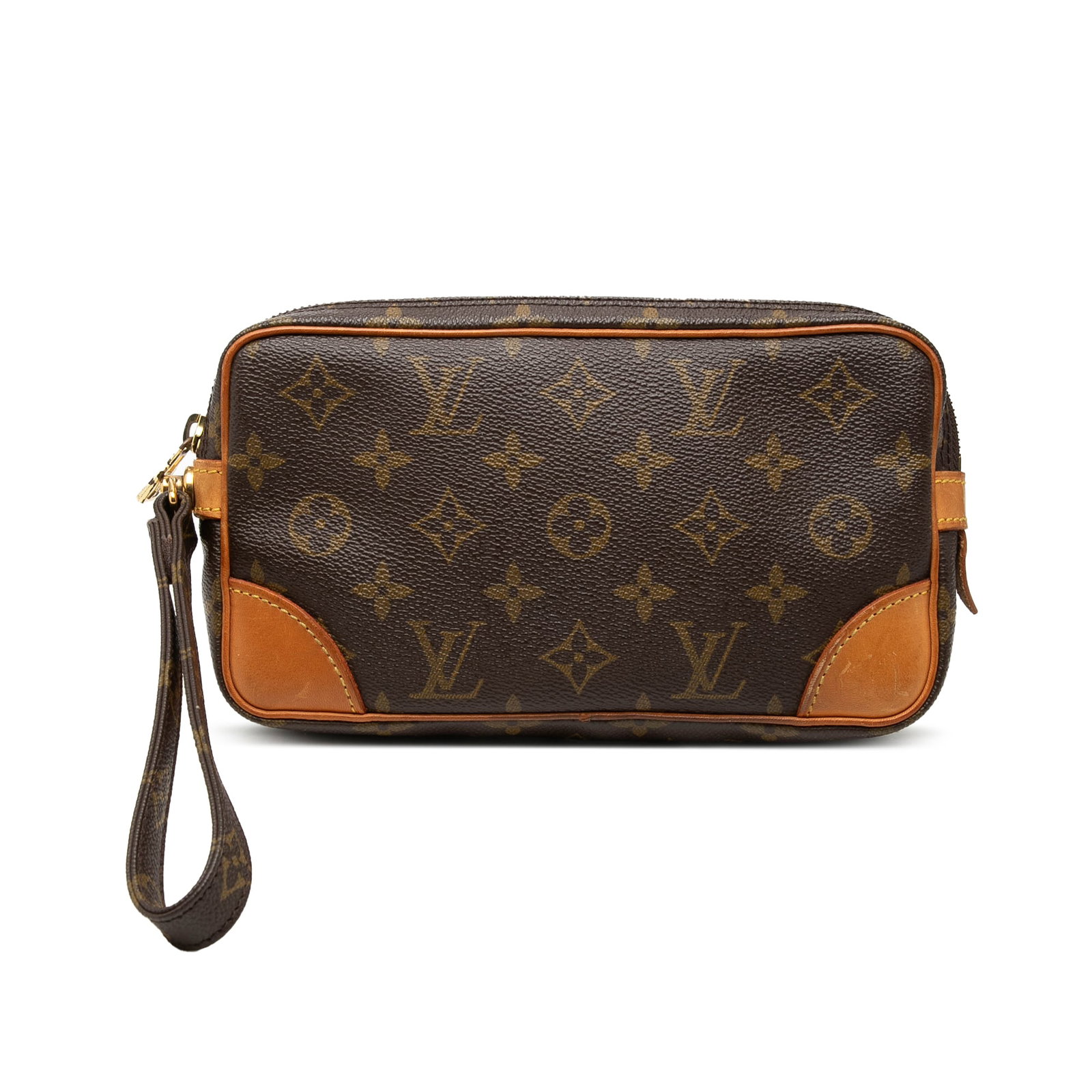 Louis Vuitton Marly Dragonne PM Monogram Wristlet Bag: Louis Vuitton Marly Dragonne PM Monogram Wristlet Bag Louis Vuitton Monogram Marly Dragonne PM wristlet bag crafted with a monogram canvas body, vachetta leather trim, a flat wrist strap, and a top zi