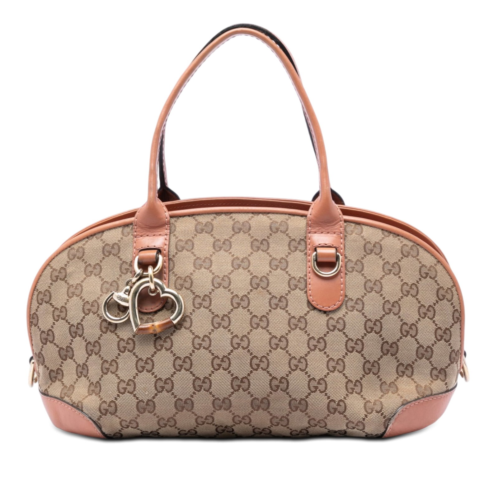 Gucci Heart Bit GG Canvas Satchel Beige Leather Trim (1 of 5)