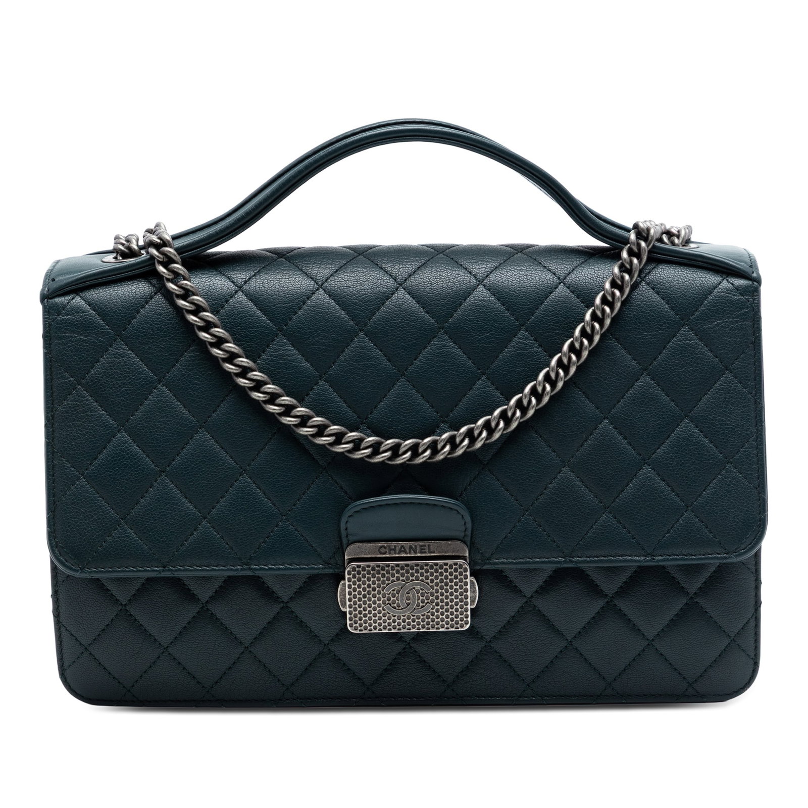 Chanel University Flap Medium Green Quilted Goatskin Shoulder Bag (1 of 7)