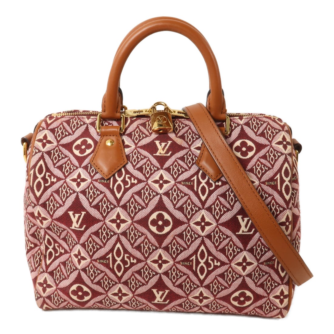 Louis Vuitton Since 1854 Speedy 25 Bandouliere M57231 Monogram Jacquard Bag: Louis Vuitton Since 1854 Speedy 25 Bandouliere M57231 Monogram Jacquard Bag Louis Vuitton Speedy Bandouliere 25 in Monogram Jacquard and canvas, model M57231, presented in a red and white colorway. It