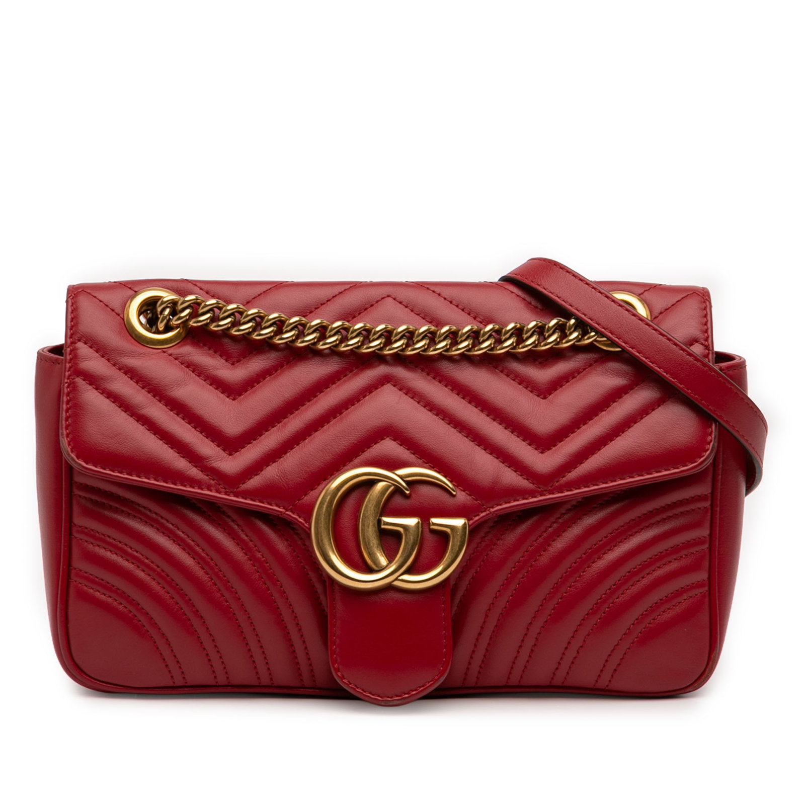Gucci GG Marmont Medium Shoulder Bag Red Matelasse Calfskin (1 of 7)