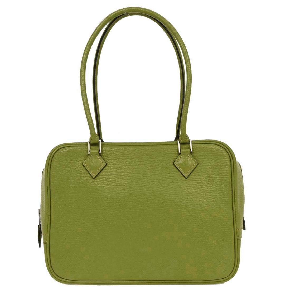 Hermes Mini Plume Handbag in Anis Green Chevre Myzore: Hermes Mini Plume Handbag in Anis Green Chevre Myzore Hermes Mini Plume handbag in Anis Green Chevre Myzore leather with double handles and a zip closure. This women's mini hand bag is made in France 
