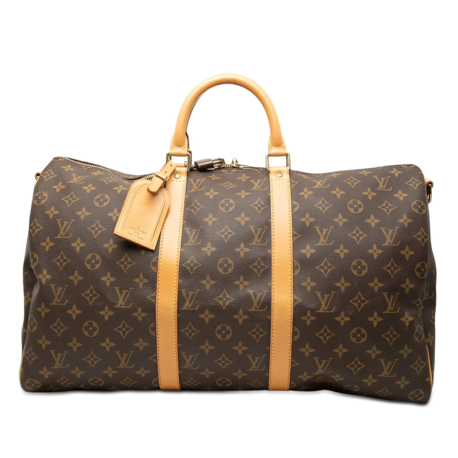 Louis Vuitton Keepall Bandouliere 50 Monogram Travel Bag: Louis Vuitton Keepall Bandouliere 50 Monogram Travel Bag Louis Vuitton Monogram Keepall Bandouliere 50 travel bag crafted with a monogram canvas body, vachetta leather trim, rolled vachetta leather ha