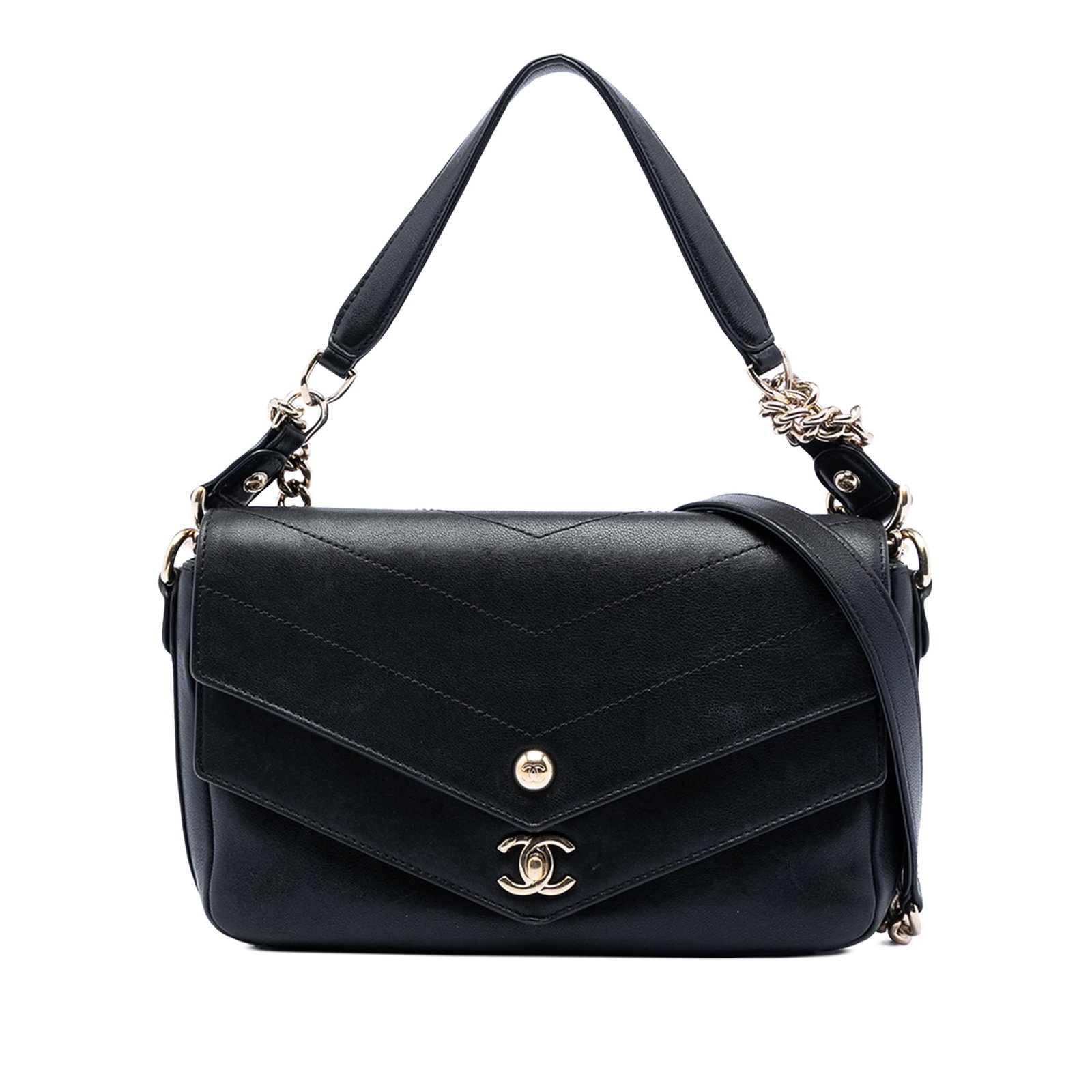 Black Sheepskin Mini Satchel with Double Chevron Flap by Chanel (1 of 7)