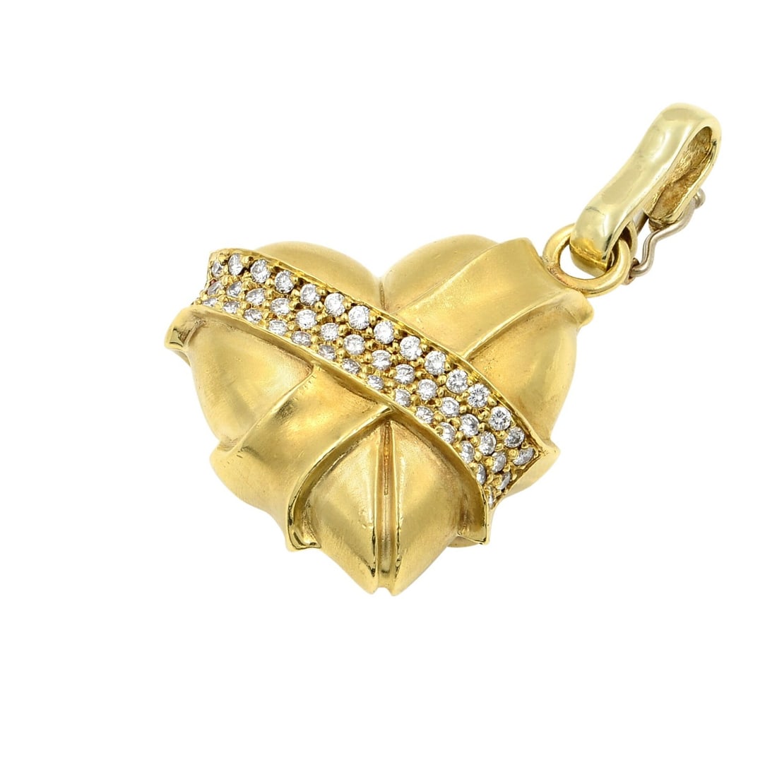 Rachel Koen 14K Yellow Gold Heart Pendant 1.00ct Diamond Pave (1 of 5)