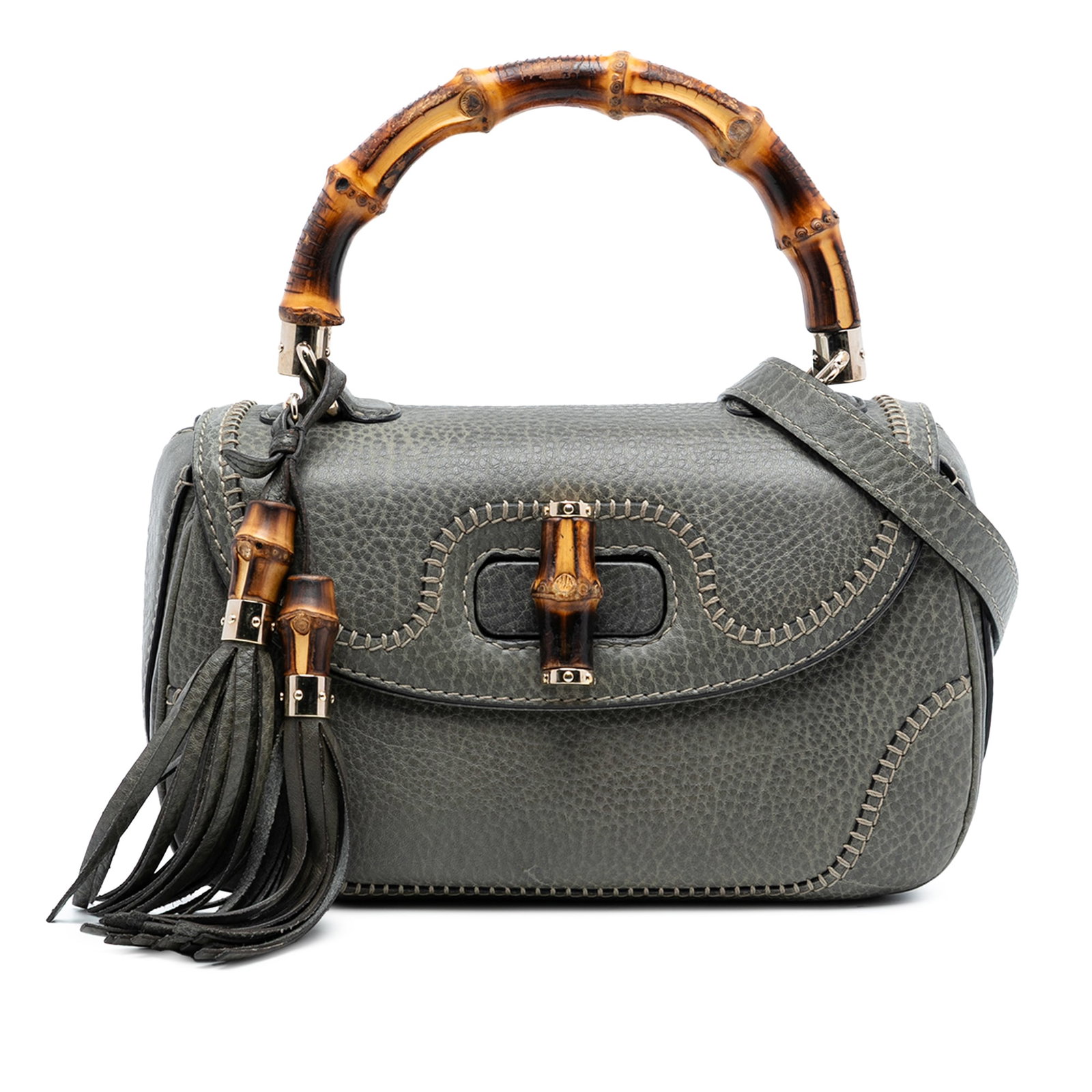 Gucci New Bamboo Medium Leather Satchel with Bamboo Handle (1 of 8)