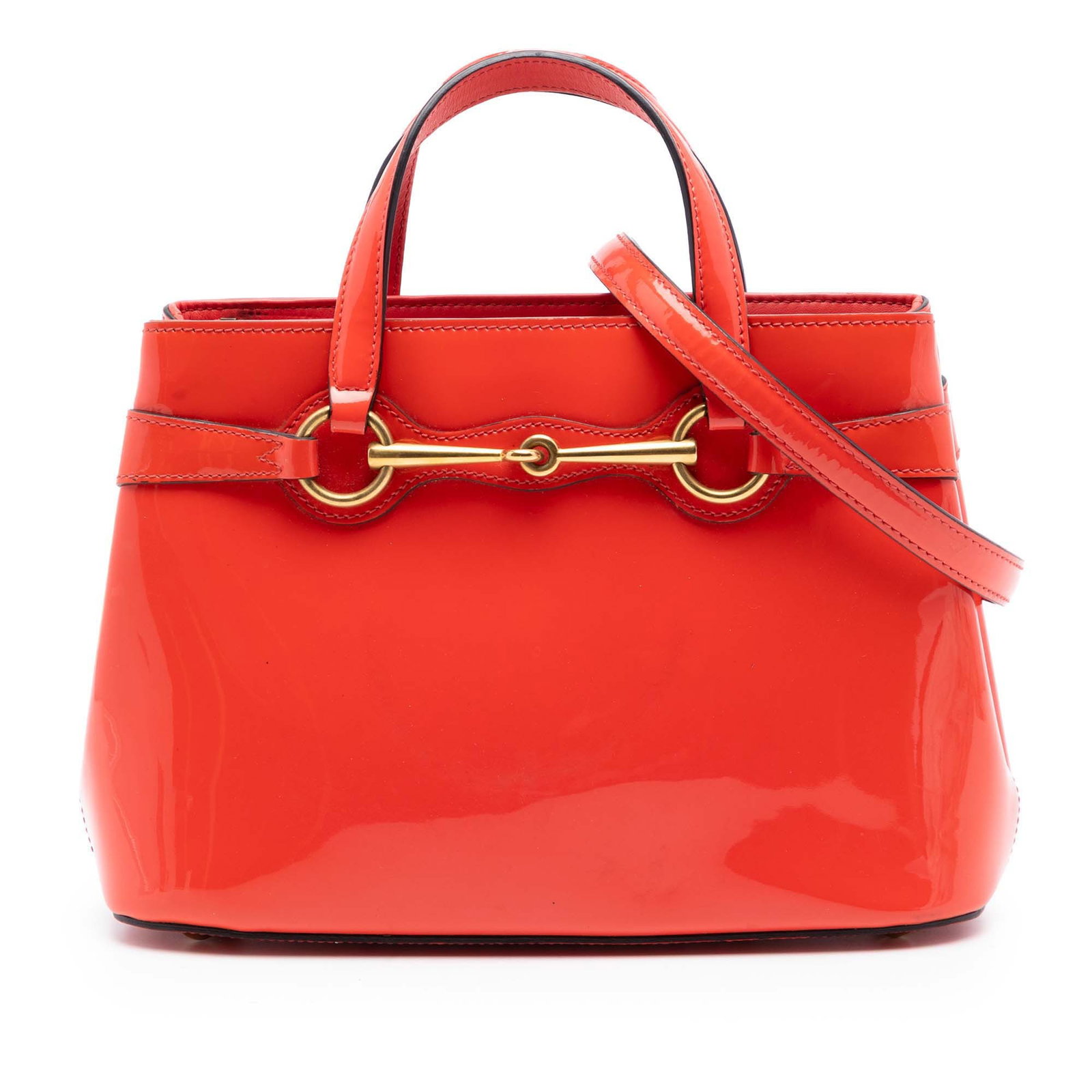 Gucci Patent Bright Bit Red Leather Satchel Bag (1 of 8)