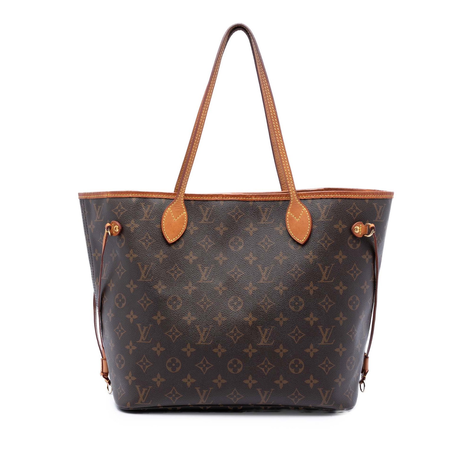 Louis Vuitton Neverfull MM monogram canvas tote bag: Louis Vuitton Neverfull MM monogram canvas tote bag This Louis Vuitton Monogram Neverfull MM features the iconic monogram canvas with vachetta leather trim and flat vachetta leather handles. The bag i