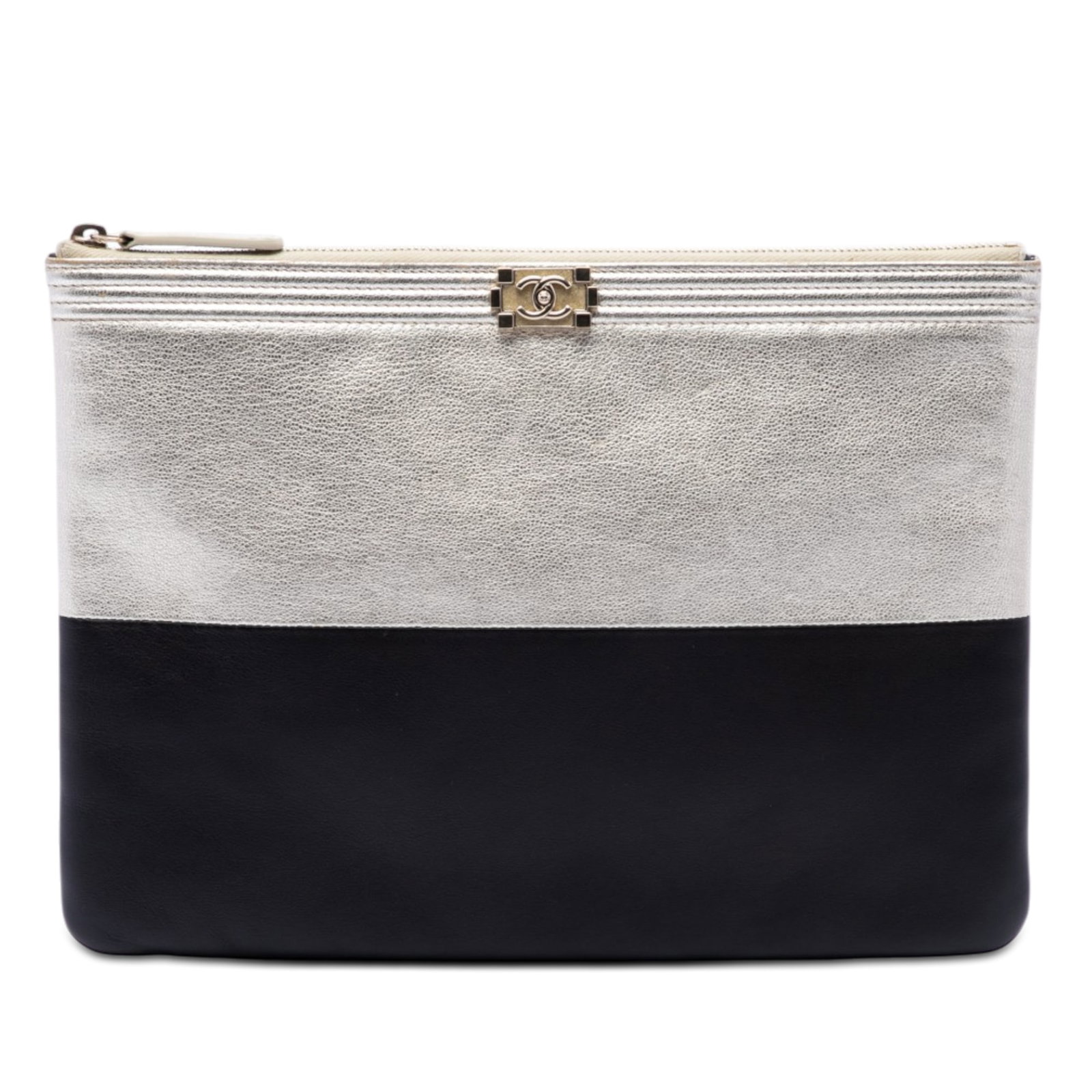 Chanel Boy O Case Medium Bicolor Goatskin Clutch (1 of 6)