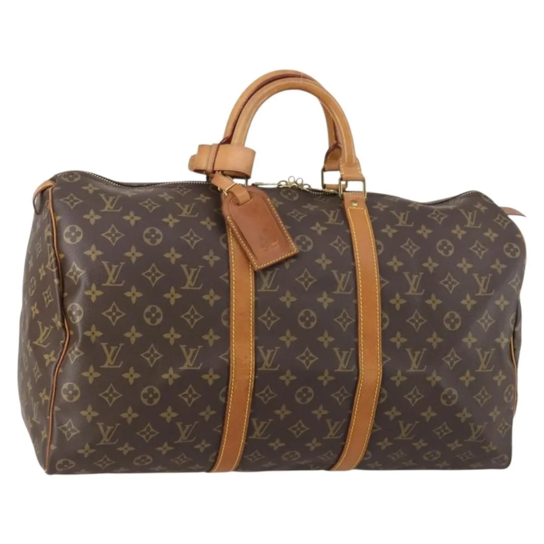 Louis Vuitton Keepall Monogram Canvas Travel Bag 50cm: Louis Vuitton Keepall Monogram Canvas Travel Bag 50cm This Louis Vuitton Keepall Bag features the iconic Monogram Canvas design in brown and is suitable for all genders. Crafted in France, the bag mea