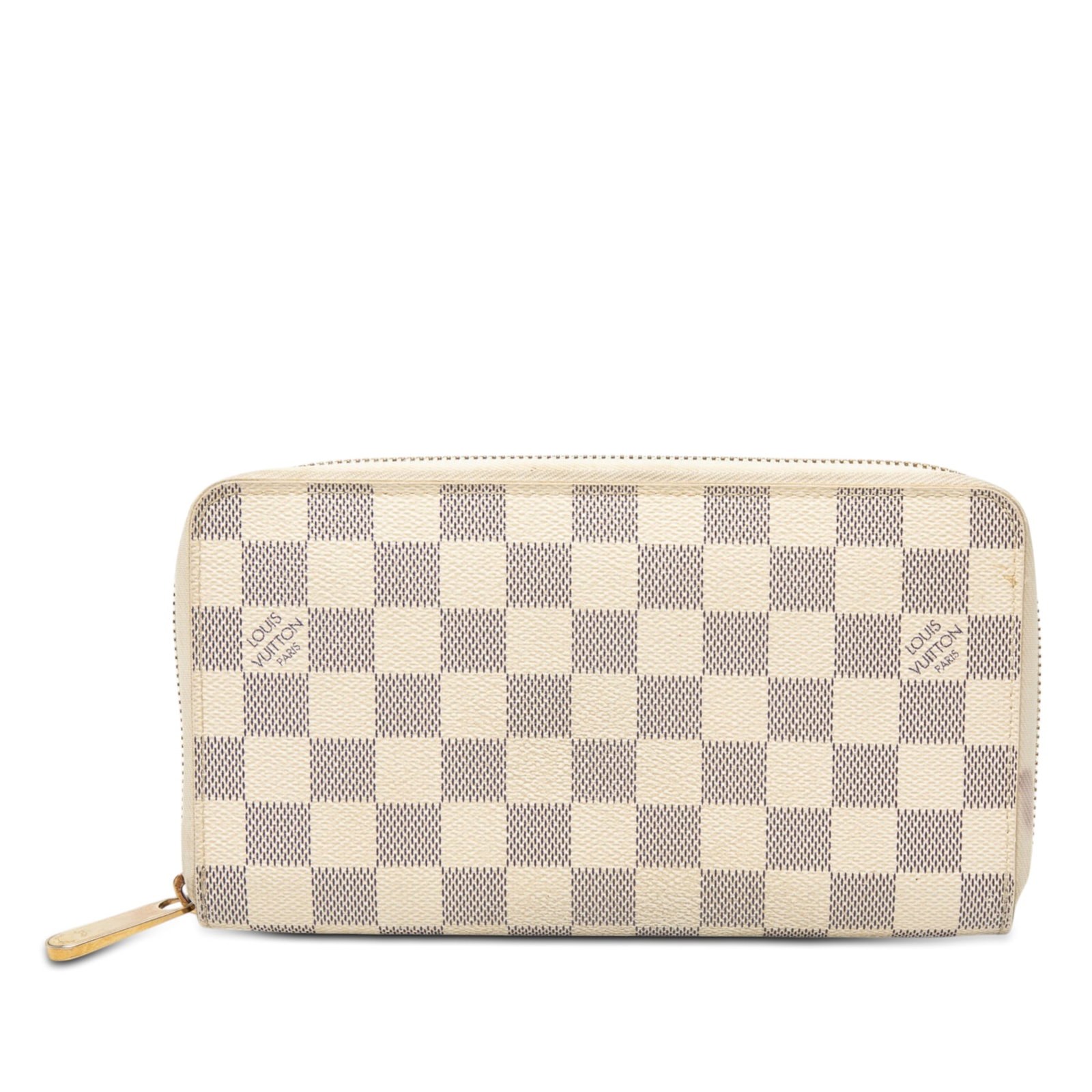 Louis Vuitton Zippy Organizer Wallet in Damier Azur Canvas: Louis Vuitton Zippy Organizer Wallet in Damier Azur Canvas Louis Vuitton Damier Azur Zippy Organizer Wallet with a zip-around closure and an organized interior featuring zip and slip compartments. Mad