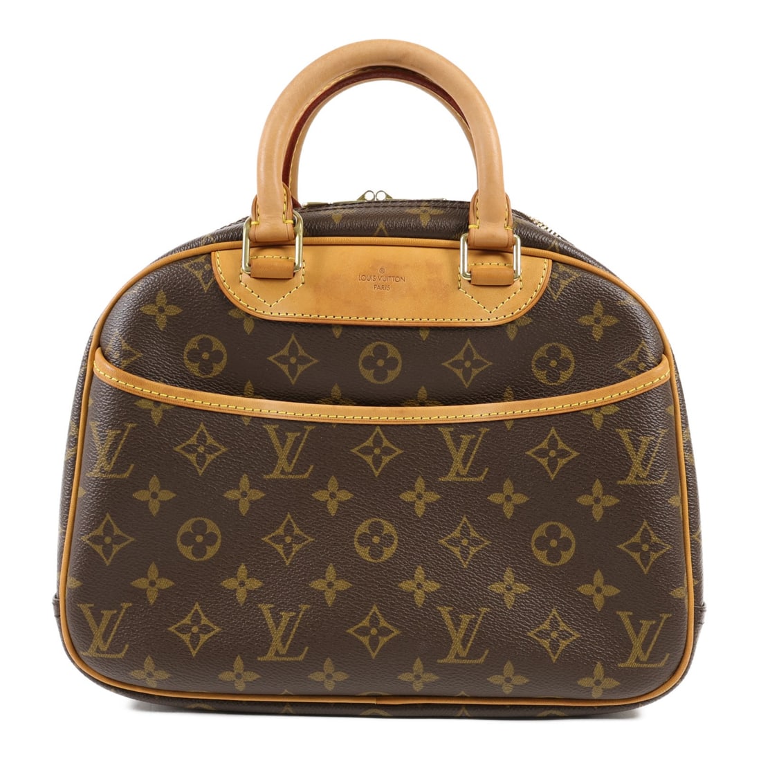 Louis Vuitton Trouville M42228 Monogram Handbag Brown PVC Coated Canvas: Louis Vuitton Trouville M42228 Monogram Handbag Brown PVC Coated Canvas Louis Vuitton Trouville handbag in brown Monogram and PVC coated canvas. It features a brown exterior and frame color, a handle 