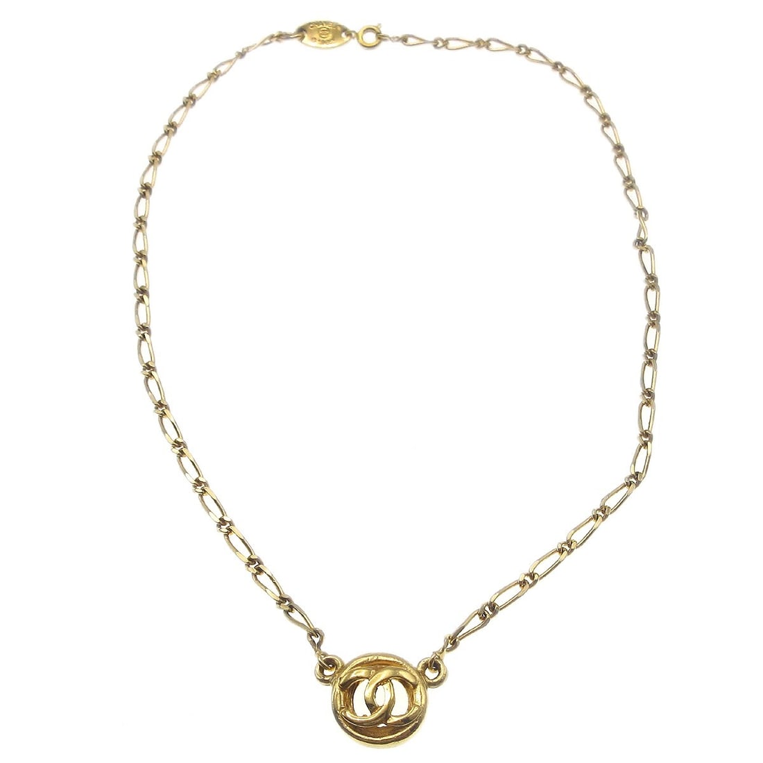 Chanel 1982 Gold Tone Medallion Pendant Necklace (1 of 5)