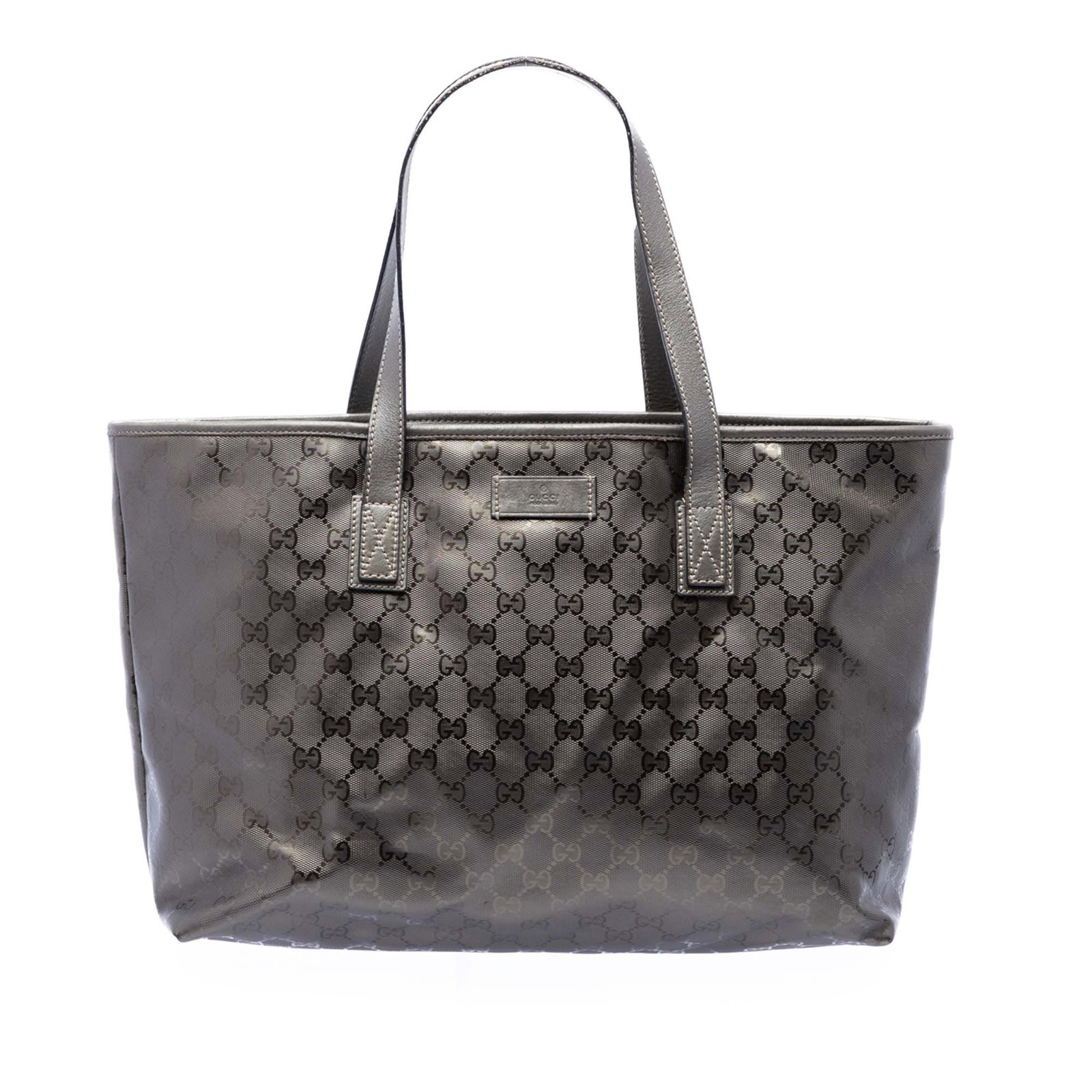 Gucci GG Imprime Medium Tote Bag Gold Coated Canvas: Gucci GG Imprime Medium Tote Bag Gold Coated Canvas Gucci Medium GG Imprime Tote in gold fabric with a coated canvas body, flat leather straps, top zip closure, and an interior zip pocket. Made in Ita
