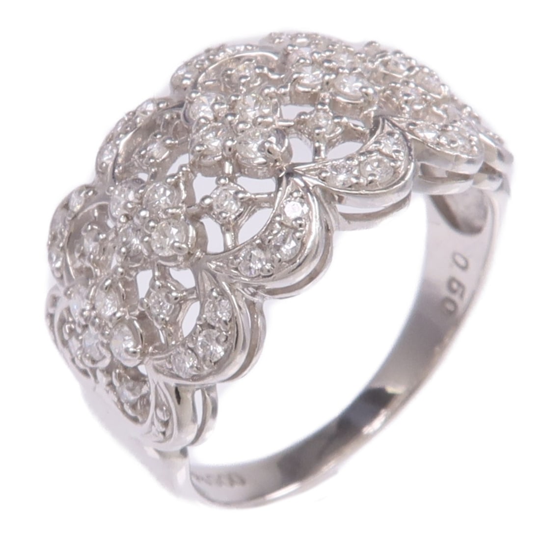 Pt900 Platinum Diamond Ring US 6.75 for Women (1 of 9)