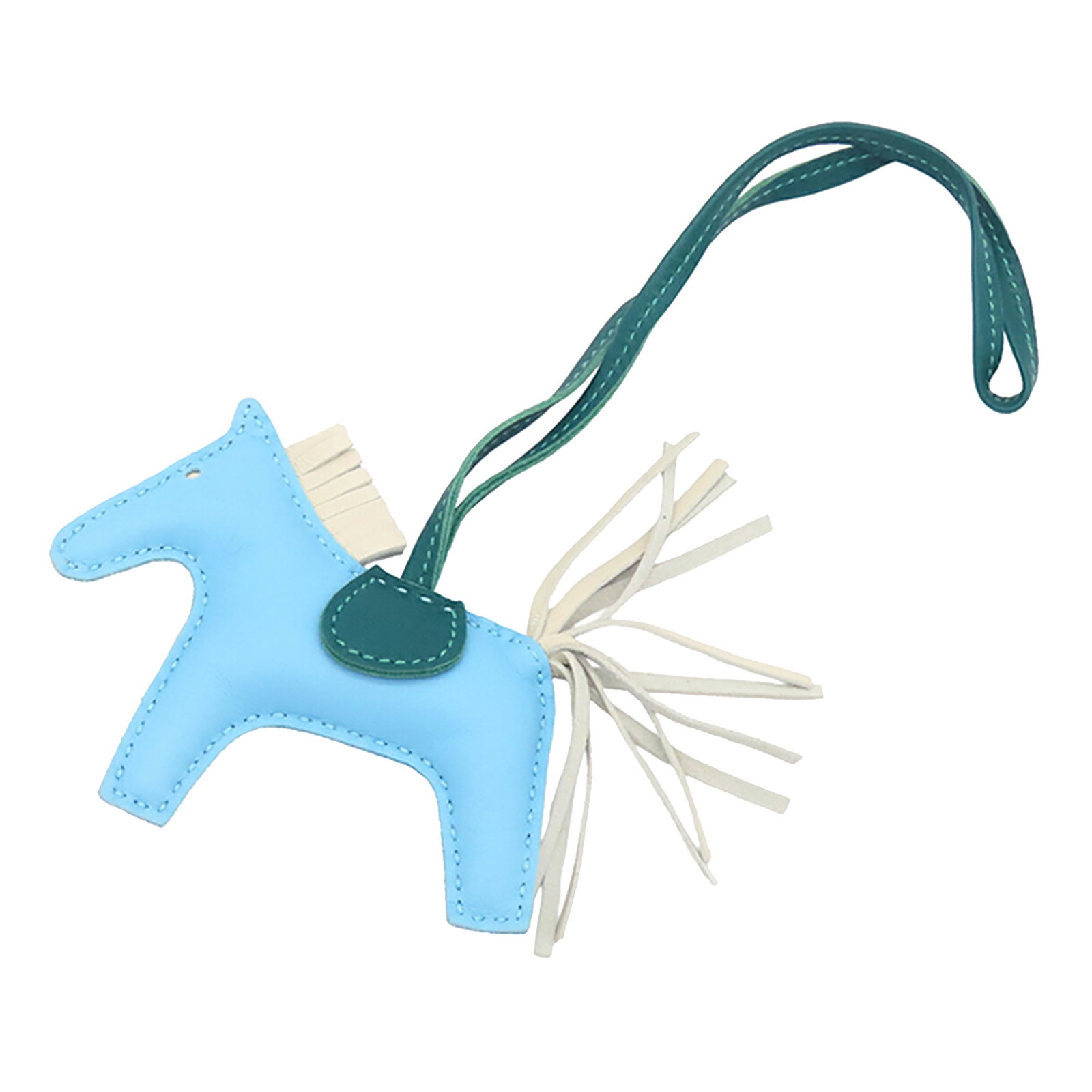 Hermes Grigri Rodeo PM Milo Lambskin Bag Charm: Hermes Grigri Rodeo PM Milo Lambskin Bag Charm Hermes Milo Lambskin Grigri Rodeo Bag Charm PM made with a Milo lambskin body and a flat leather strap. It is a bag charm in blue, made in France, and cl