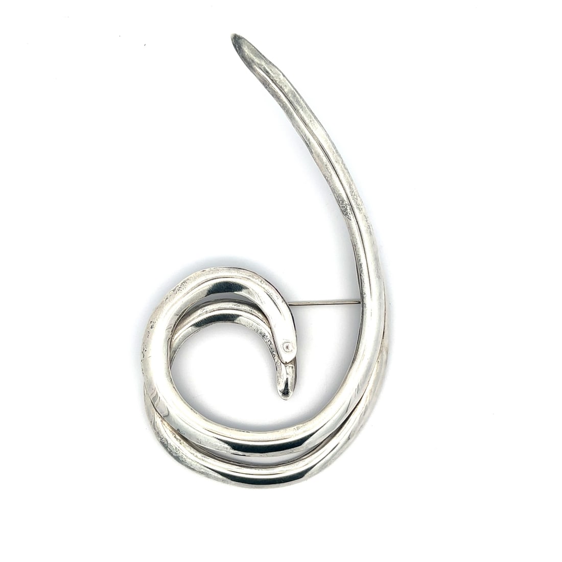 Handmade Extra Large 4.5" Mexican Sterling Silver Unisex Pin Brooch: Handmade Extra Large 4.5" Mexican Sterling Silver Unisex Pin Brooch This exquisite Handmade Mexican Sterling Silver Pin Brooch is designed in a striking swirl pattern, making it a standout accessory f