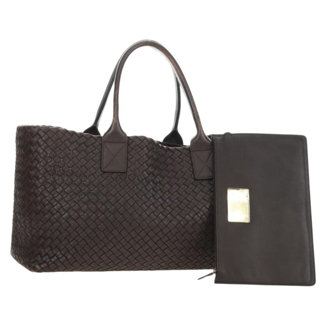 Bottega Veneta Cabas MM Intrecciato Brown Leather Handbag (1 of 18)