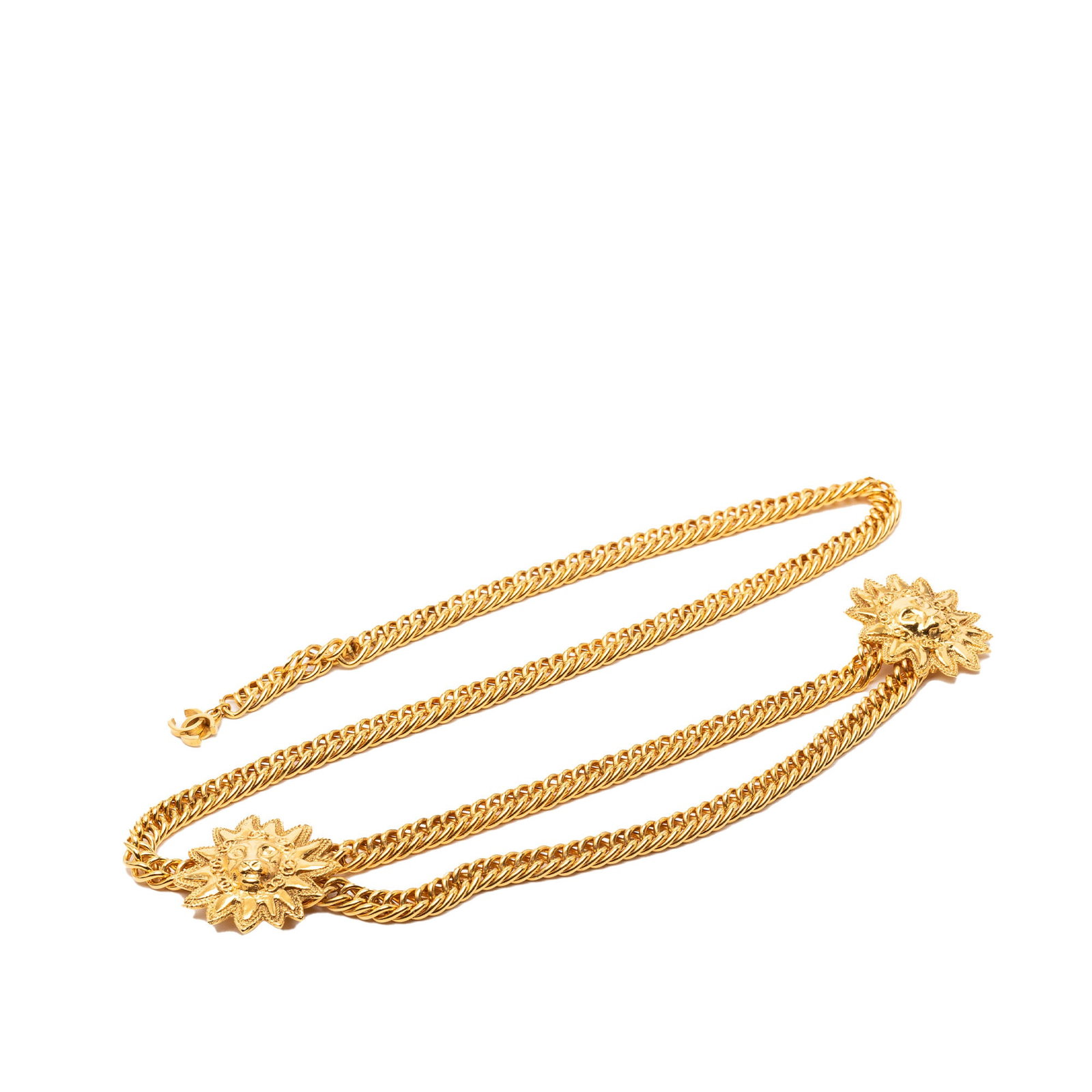 Chanel gold tone metal belt CC sun chain link (1 of 5)
