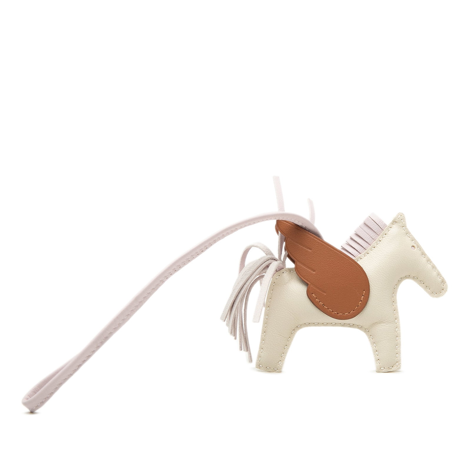 Hermes Rodeo Pegase PM Bag Charm Milo Lambskin Swift Leather: Hermes Rodeo Pegase PM Bag Charm Milo Lambskin Swift Leather Hermes Rodeo Pegase bag charm PM in white, featuring a Milo lambskin and Swift leather body with a flat leather strap. Made in France and c