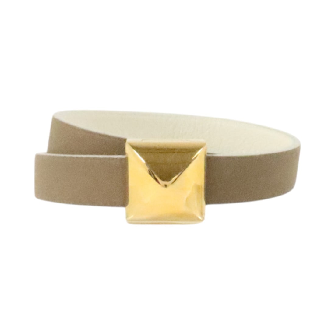 Hermes Medor Infini Double Bracelet Swift Calfskin Etoupe Blanc: Hermes Medor Infini Double Bracelet Swift Calfskin Etoupe Blanc A Hermes Medor Infini double bracelet crafted in Swift leather and calfskin (cowhide) with GHW. The bracelet is presented in Etoupe/Blan