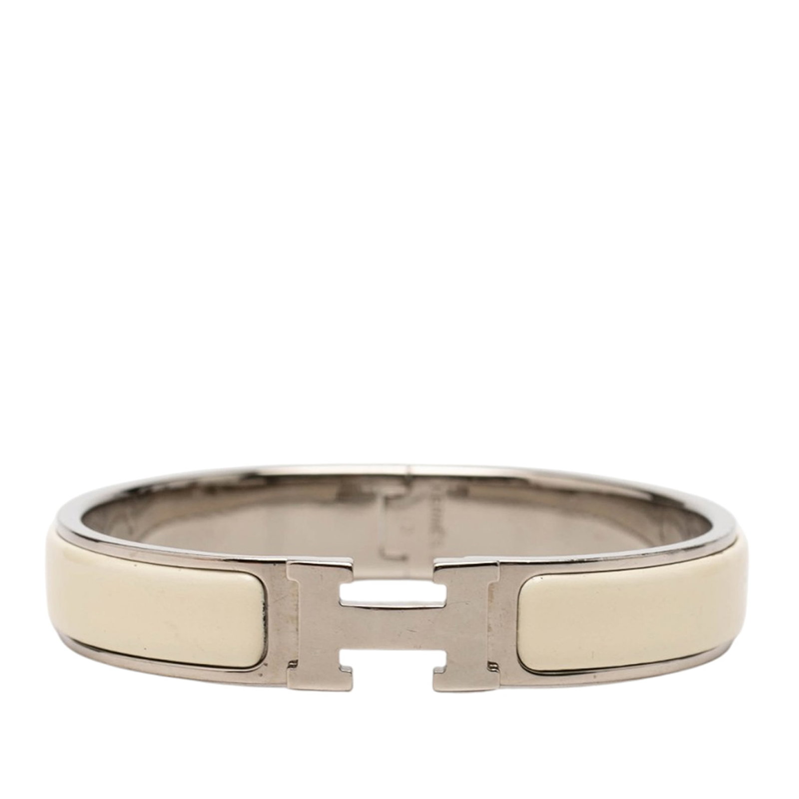 Hermes Clic H PM Narrow Enamel Bracelet White (1 of 5)