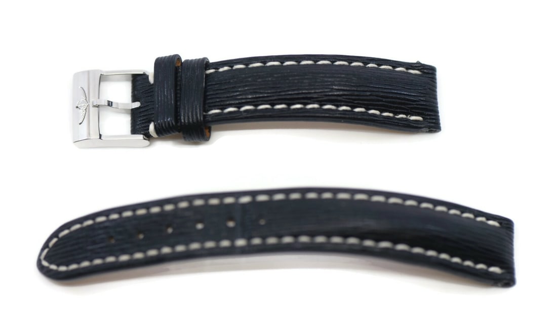 Authentic Breitling Black Leather Watch Strap 16/14MM (1 of 2)
