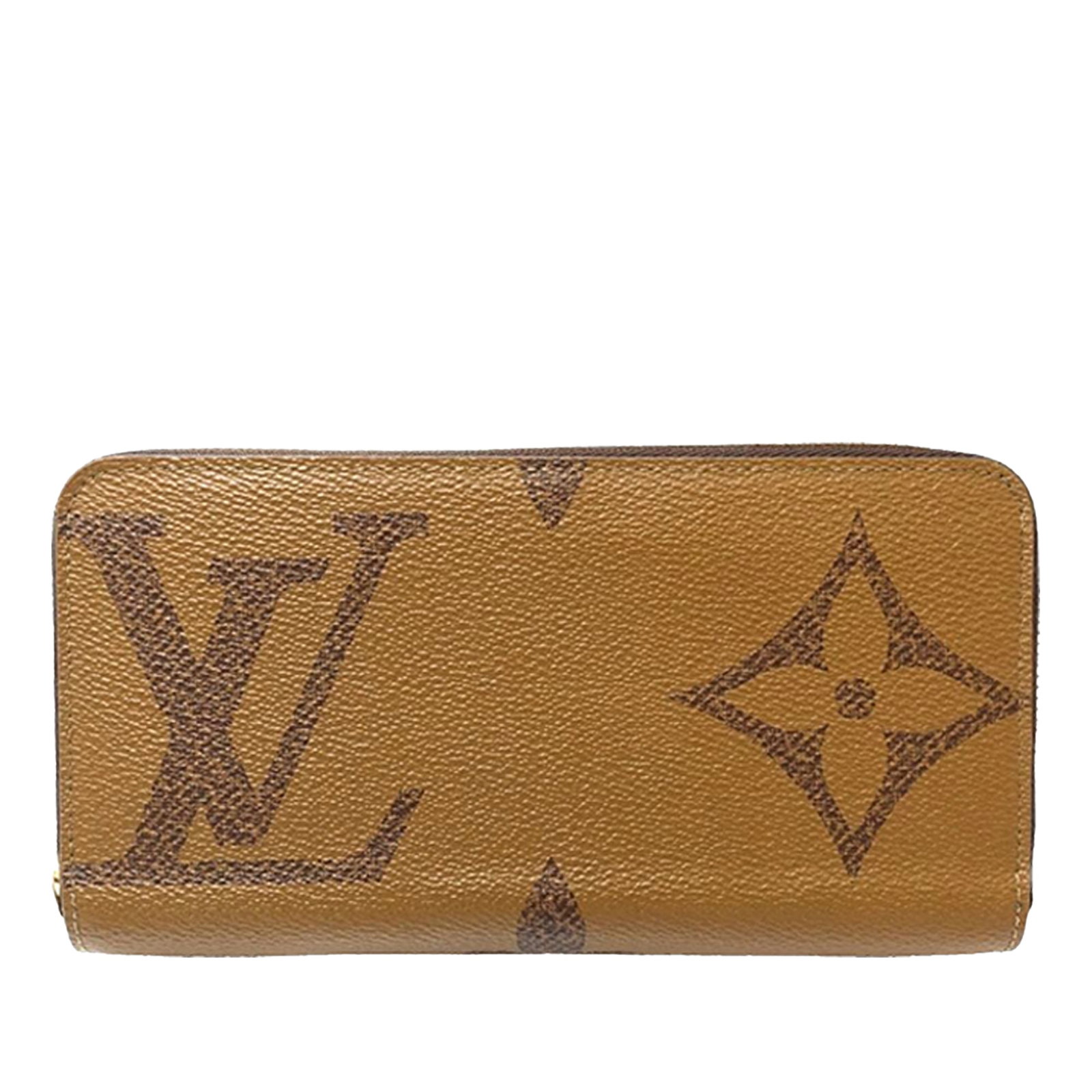 Louis Vuitton Zippy Long Wallet Monogram Giant Reverse Canvas: Louis Vuitton Zippy Long Wallet Monogram Giant Reverse Canvas Louis Vuitton Monogram Giant Reverse Zippy Long Wallet in brown fabric with a zip-around closure. The interior includes zip and slip pocke