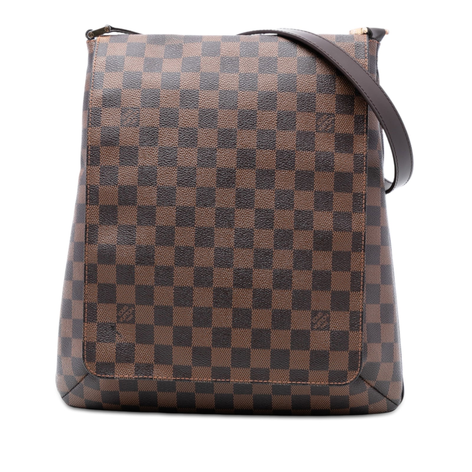 Louis Vuitton Musette Salsa GM Shoulder Bag in Damier Ebene Canvas: Louis Vuitton Musette Salsa GM Shoulder Bag in Damier Ebene Canvas The Louis Vuitton Damier Ebene Musette Salsa GM features a damier ebene canvas body with a classic brown checkered pattern. It is des